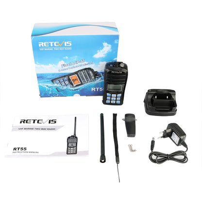 RETEVIS RT55 5W 156.000-161.450MHz+156.050-163.425MHz Waterproof Two Way Radio Handheld Walkie Talkie(Black) - Handheld Walkie Talkie by RETEVIS | Online Shopping UK | buy2fix