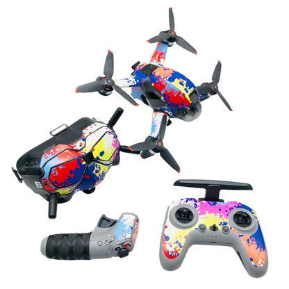 FPV-TZ-SF 4 in 1 Waterproof Anti-Scratch Decal Skin Wrap Stickers Personalized Film Kits for DJI FPV Drone & Goggles V2 & Remote Control & Rocker(Graffiti) - DJI & GoPro Accessories by buy2fix | Online Shopping UK | buy2fix