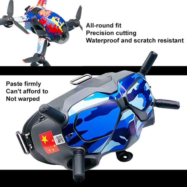 FPV-TZ-SF 4 in 1 Waterproof Anti-Scratch Decal Skin Wrap Stickers Personalized Film Kits for DJI FPV Drone & Goggles V2 & Remote Control & Rocker(Camouflage Blue) - DJI & GoPro Accessories by buy2fix | Online Shopping UK | buy2fix