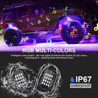 8 in 1 DC12V Car Mobile Phone Bluetooth APP Control  RGB Symphony Chassis Light with 16LEDs SMD-5050 Lamp Beads - In Car by buy2fix | Online Shopping UK | buy2fix