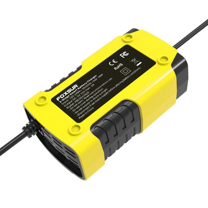 FOXSUR 2A / 6V / 12V Car / Motorcycle 3-stage Full Smart Battery Charger, Plug Type:EU Plug(Yellow) - In Car by FOXSUR | Online Shopping UK | buy2fix