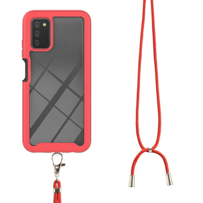 For Samsung Galaxy A03s EU Version Starry Sky Solid Color Series Shockproof PC + TPU Protective Case with Neck Strap(Red) - Galaxy Phone Cases by buy2fix | Online Shopping UK | buy2fix