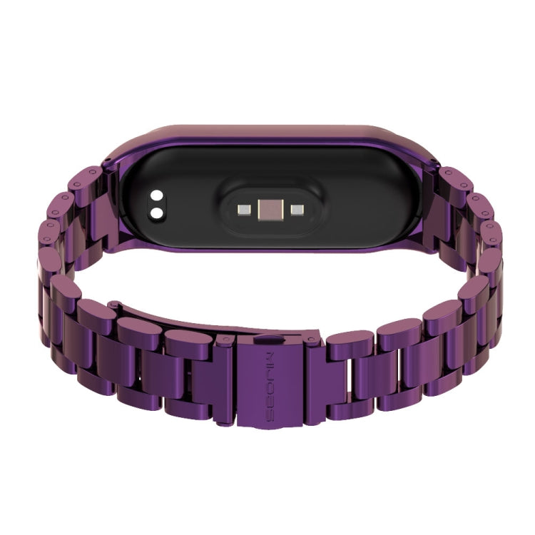 For Xiaomi Mi Band 6 / 5 / 4 / 3 Mijobs CS Metal Three Bead Stainless Steel Watch Band(Purple) - Watch Bands by MIJOBS | Online Shopping UK | buy2fix