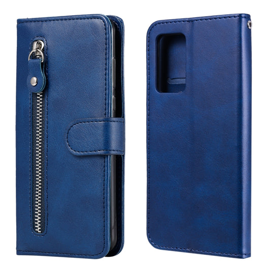 For OPPO Reno6 5G Fashion Calf Texture Zipper Horizontal Flip Leather Case with Holder & Card Slots & Wallet(Blue) - OPPO Cases by buy2fix | Online Shopping UK | buy2fix