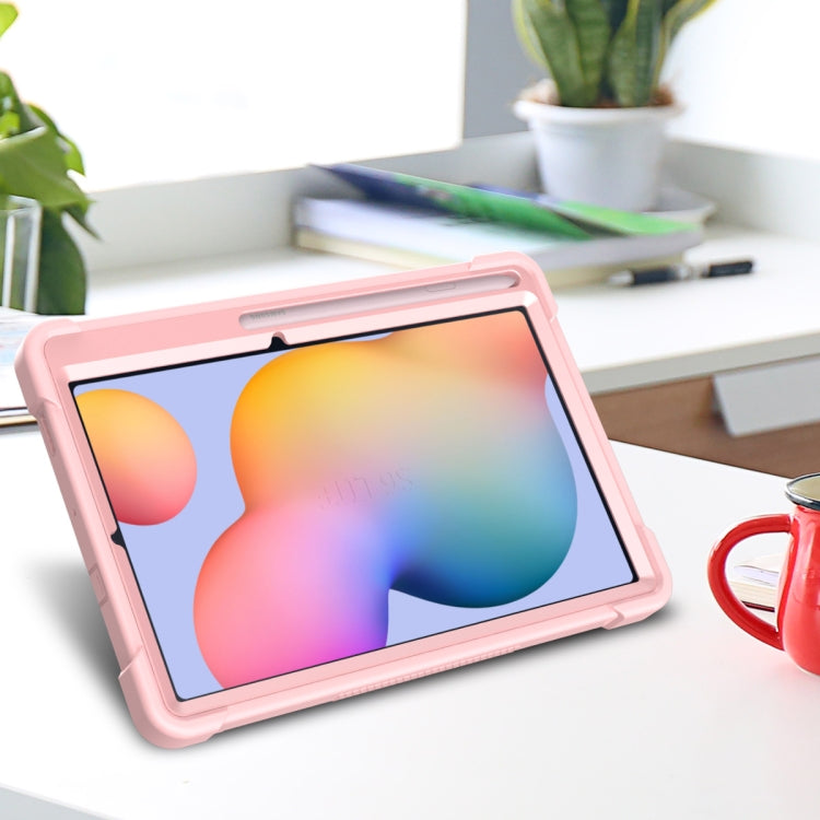 For Samsung Galaxy Tab S6 Lite Silicone + PC Shockproof Protective Case with Holder(Rose Gold) - Tab S6 Lite P610 / P615 by buy2fix | Online Shopping UK | buy2fix