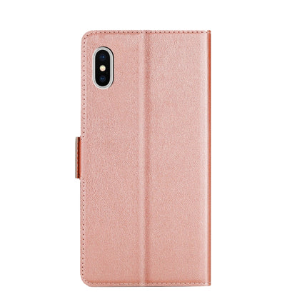 For iPhone X / XS Ultra-thin Voltage Side Buckle PU + TPU Horizontal Flip Leather Case with Holder & Card Slot(Rose Gold) - More iPhone Cases by buy2fix | Online Shopping UK | buy2fix