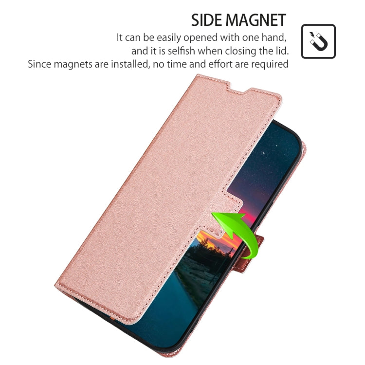 For iPhone X / XS Ultra-thin Voltage Side Buckle PU + TPU Horizontal Flip Leather Case with Holder & Card Slot(Rose Gold) - More iPhone Cases by buy2fix | Online Shopping UK | buy2fix