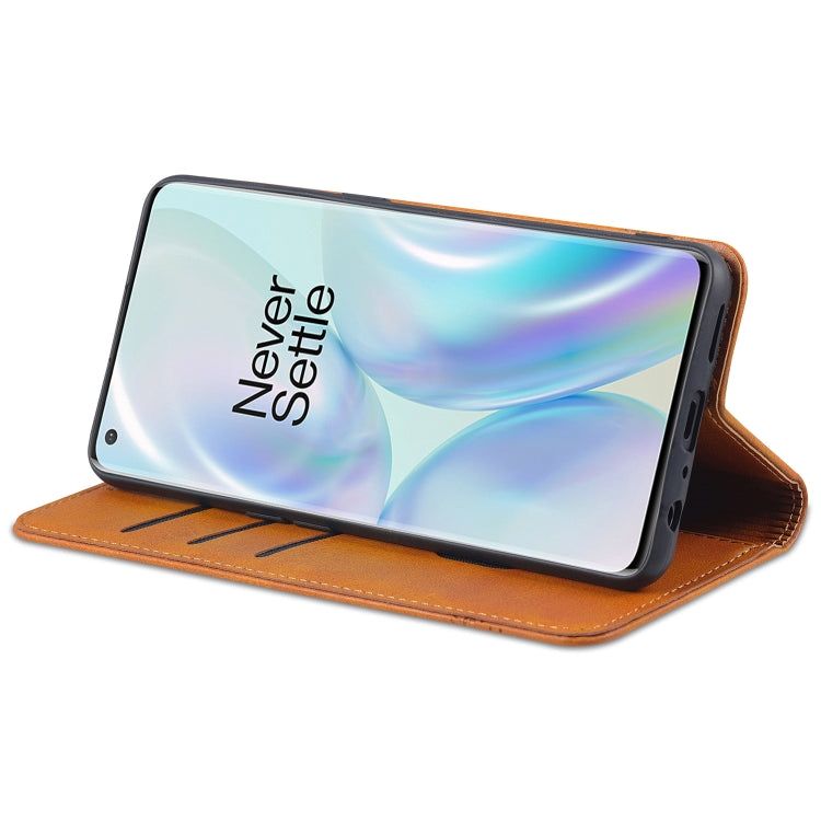 For OnePlus Nord CE 5G AZNS Magnetic Calf Texture Horizontal Flip Leather Case with Card Slots & Holder & Wallet(Light Brown) - OnePlus Cases by AZNS | Online Shopping UK | buy2fix