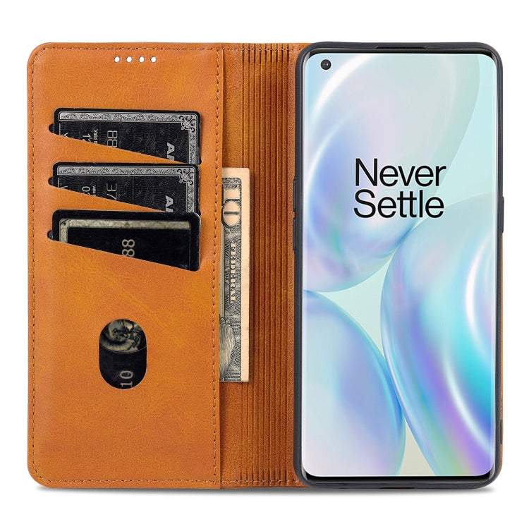 For OnePlus Nord CE 5G AZNS Magnetic Calf Texture Horizontal Flip Leather Case with Card Slots & Holder & Wallet(Light Brown) - OnePlus Cases by AZNS | Online Shopping UK | buy2fix