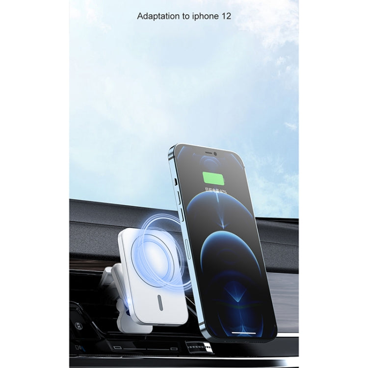 adj-987 15W Magsafe Magnetic Car Air Outlet Wireless Charger for iPhone 12 Series, with LED Indicator(White) - In Car by buy2fix | Online Shopping UK | buy2fix