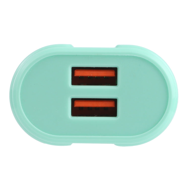 13-22 2.1A Dual USB Macarons Travel Charger, EU Plug(Green) - Mobile Accessories by buy2fix | Online Shopping UK | buy2fix