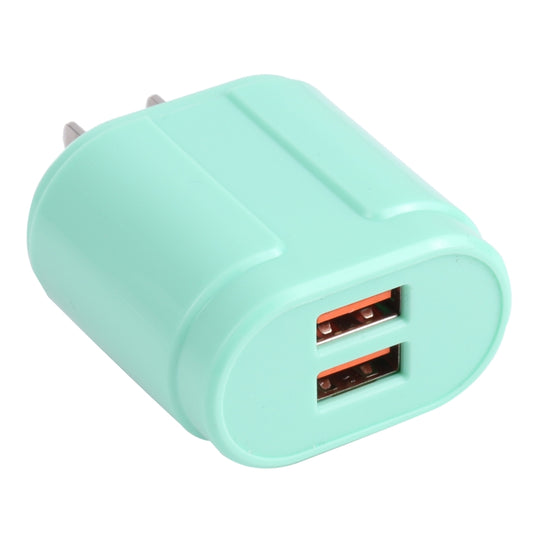 13-22 2.1A Dual USB Macarons Travel Charger, US Plug(Green) - Mobile Accessories by buy2fix | Online Shopping UK | buy2fix