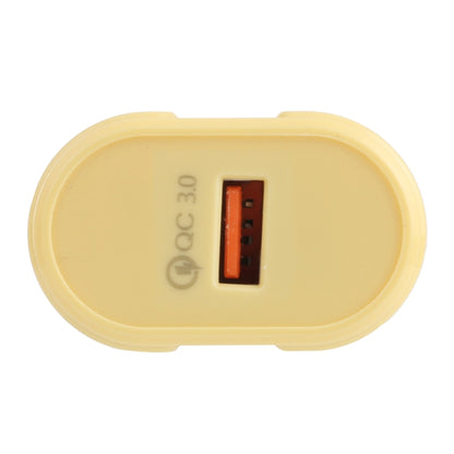 13-3 QC3.0 Single USB Interface Macarons Travel Charger, EU Plug(Yellow) - Mobile Accessories by buy2fix | Online Shopping UK | buy2fix