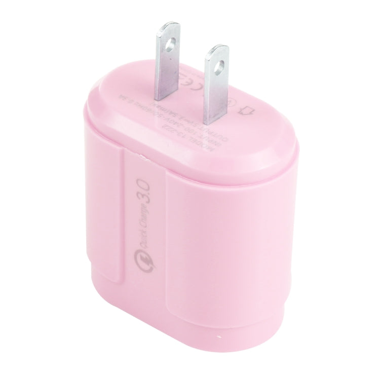 13-222 QC3.0 USB + 2.1A Dual USB Ports Macarons Travel Charger, US Plug(Pink) - Mobile Accessories by buy2fix | Online Shopping UK | buy2fix