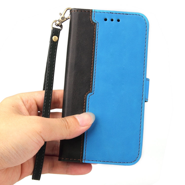 For iPhone 13 mini Business Stitching-Color Horizontal Flip PU Leather Case with Holder & Card Slots & Photo Frame (Blue) - iPhone 13 mini Cases by buy2fix | Online Shopping UK | buy2fix