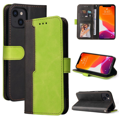 For iPhone 13 Business Stitching-Color Horizontal Flip PU Leather Case with Holder & Card Slots & Photo Frame (Green) - iPhone 13 Cases by buy2fix | Online Shopping UK | buy2fix