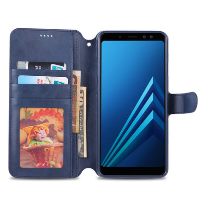 For Galaxy A8 2018 AZNS Calf Texture Magnetic Horizontal Flip PU Leather Case with Holder & Card Slots & Photo Frame(Blue) - Galaxy Phone Cases by AZNS | Online Shopping UK | buy2fix