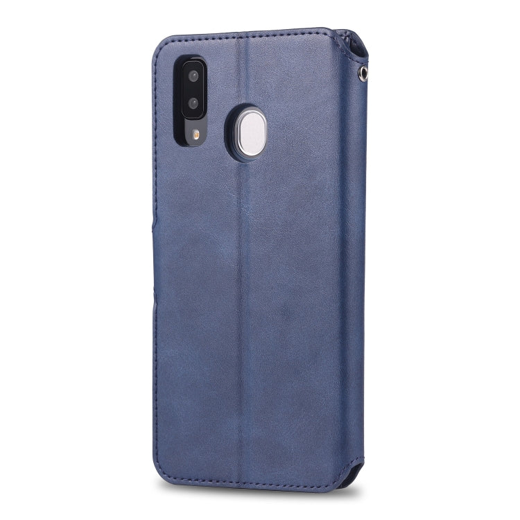 For  Galaxy A20e  AZNS Calf Texture Magnetic Horizontal Flip PU Leather Case with Holder & Card Slots & Photo Frame(Blue) - Galaxy Phone Cases by AZNS | Online Shopping UK | buy2fix