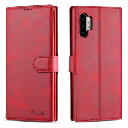 For Galaxy Note 10 Plus AZNS Calf Texture Magnetic Horizontal Flip PU Leather Case with Holder & Card Slots & Photo Frame(Red) - Galaxy Phone Cases by AZNS | Online Shopping UK | buy2fix