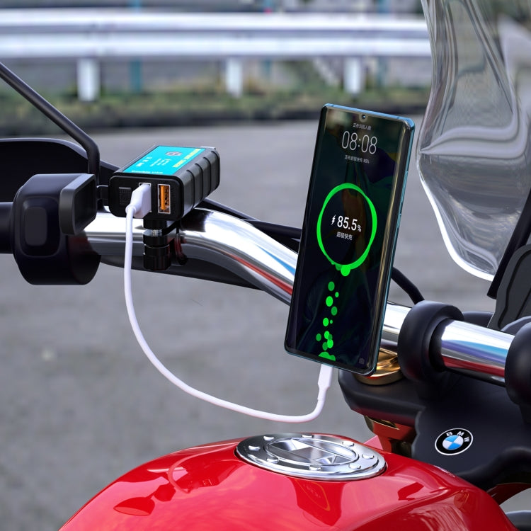 WUPP ZH-1422C2 Motorcycle Square Dual USB Fast Charging Charger with Switch + Integrated SAE Socket + 1m SAE Socket Cable - In Car by WUPP | Online Shopping UK | buy2fix