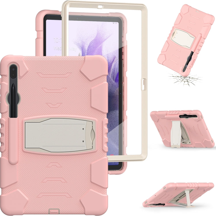 For Samsung Galaxy Tab S7+/ Tab S7 FE / Tab S8+ 3-Layer Protection Screen Frame + PC + Silicone Combination Case with Holder(Cherry Blossoms Pink) - Other Galaxy Tab PC by buy2fix | Online Shopping UK | buy2fix