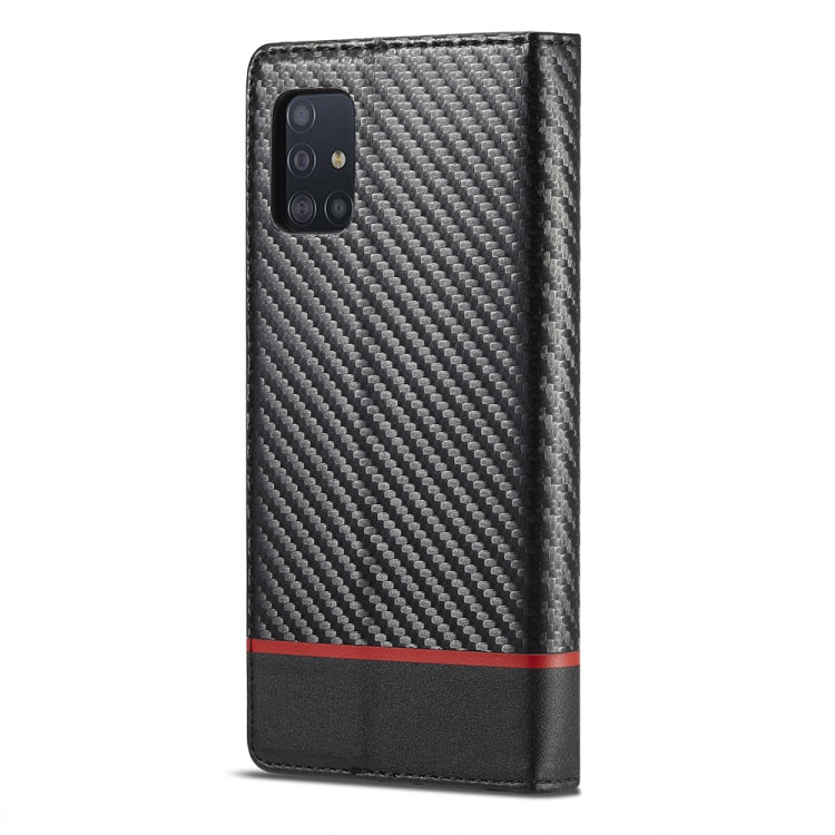 LC.IMEEKE Carbon Fiber PU + TPU Horizontal Flip Leather Case with Holder & Card Slot & Wallet For Samsung Galaxy A51 4G / M40s(Horizontal Black) - Galaxy Phone Cases by LC.IMEEKE | Online Shopping UK | buy2fix