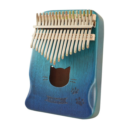 17 Tone Acacia Wood Thumb Piano Kalimba Musical Instruments(Aurora Blue-Cat) - Keyboard Instruments by buy2fix | Online Shopping UK | buy2fix