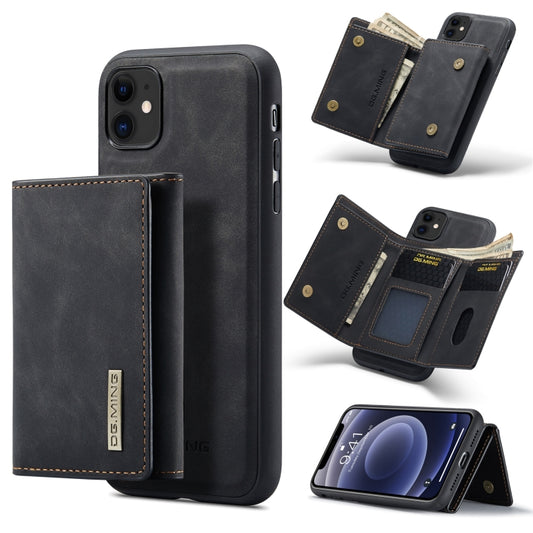 DG.MING M1 Series 3-Fold Multi Card Wallet  Back Cover Shockproof Case with Holder Function For iPhone 11(Black) - iPhone 11 Cases by DG.MING | Online Shopping UK | buy2fix