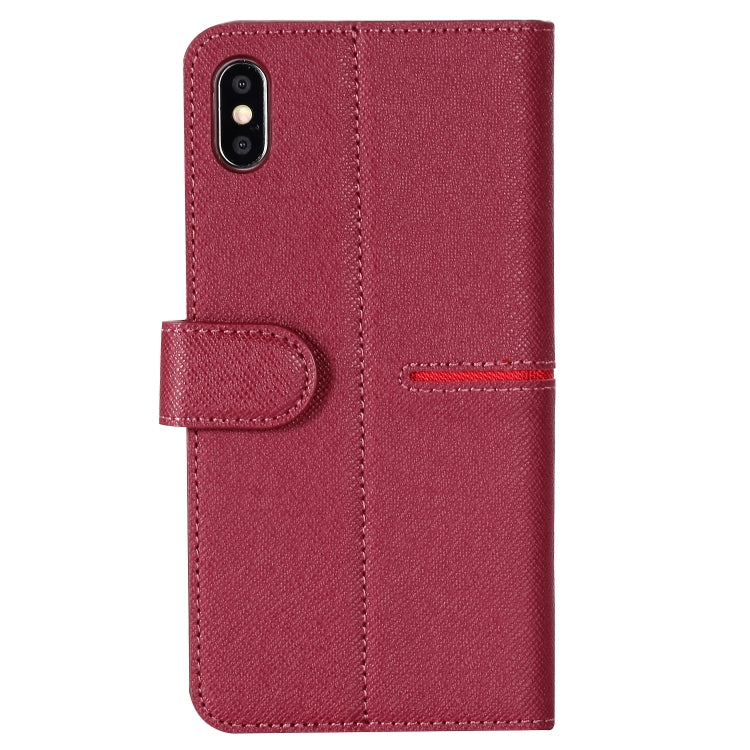 For iPhone XR GEBEI Top-grain Leather Horizontal Flip Protective Case with Holder & Card Slots & Wallet & Photo Frame(Red Wine) - More iPhone Cases by GEBEI | Online Shopping UK | buy2fix