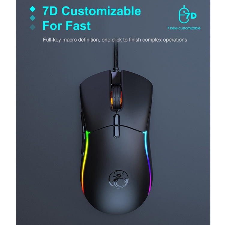 iMICE T60 7-key Custom Colorful Luminous Wired Honeycomb Gaming Mouse, Cable Length: 1.8m(Black) - Wired Mice by iMICE | Online Shopping UK | buy2fix