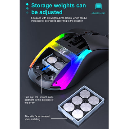 iMICE T60 7-key Custom Colorful Luminous Wired Honeycomb Gaming Mouse, Cable Length: 1.8m(Black) - Wired Mice by iMICE | Online Shopping UK | buy2fix