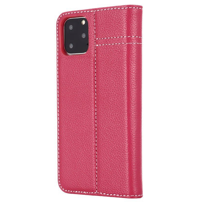 For iPhone 11 Pro Max GEBEI Top-grain Leather Horizontal Flip Protective Case with Holder & Card Slots(Rose Red) - iPhone 11 Pro Max Cases by GEBEI | Online Shopping UK | buy2fix