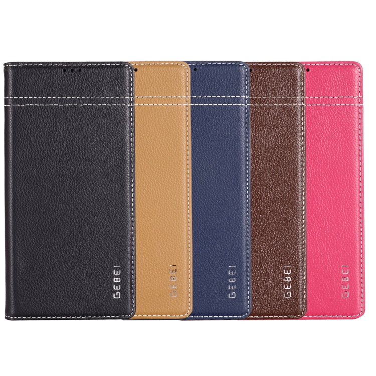 For Galaxy Note 10+ GEBEI Top-grain Leather Horizontal Flip Protective Case with Holder & Card Slots(Blue) - Galaxy Phone Cases by GEBEI | Online Shopping UK | buy2fix