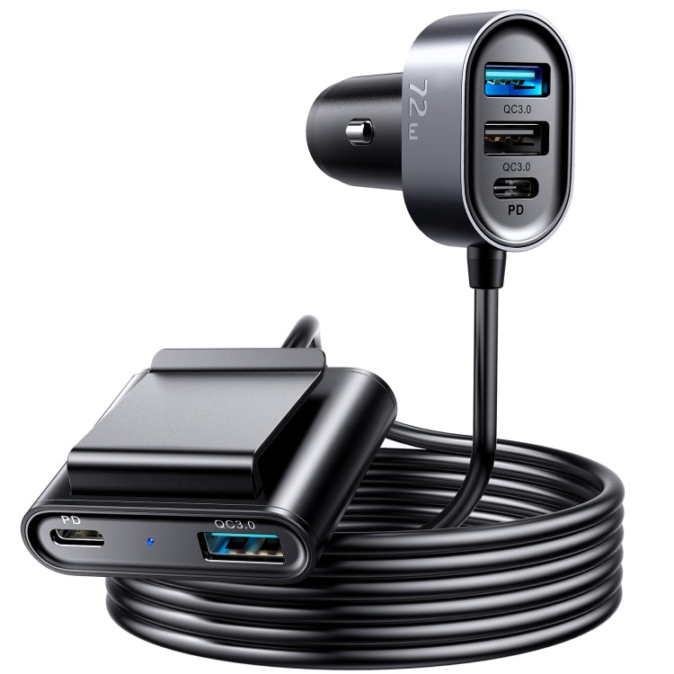 JOYROOM JR-CL05 72W 2 PD USB-C / Type-C + 3 QC 3.0 USB Fast Car Charger(Black) - Car Charger by JOYROOM | Online Shopping UK | buy2fix