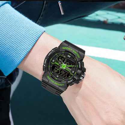SANDA 6025 Dual Time Digital Display Luminous Calendar Waterproof Multifunctional Men Sports Quartz Watch(All Black) - Sport Watches by SANDA | Online Shopping UK | buy2fix