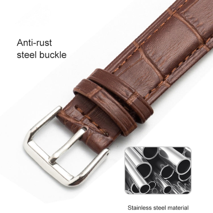 14mm Two-layer Cowhide Leather Bamboo Joint Texture Watch Band(Dark Brown) - Watch Bands by buy2fix | Online Shopping UK | buy2fix