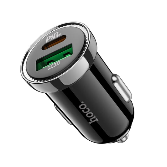 hoco Z44 Leading PD 20W USB-C / Type-C + QC 3.0 USB Car Charger(Black) - Car Charger by hoco | Online Shopping UK | buy2fix