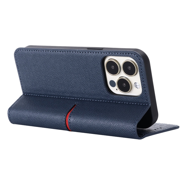 For iPhone 13 GEBEI Top-grain Leather Horizontal Flip Protective Case with Holder & Card Slots & Wallet & Photo Frame(Blue) - iPhone 13 Cases by GEBEI | Online Shopping UK | buy2fix