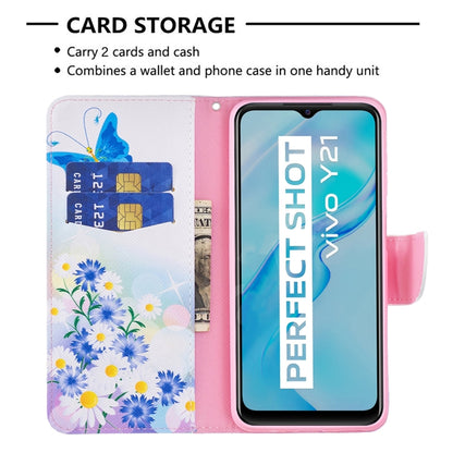 For vivo Y21 Colored Drawing Pattern Horizontal Flip Phone Leather Case with Holder & Card Slots & Wallet(Butterfly Love) - OPPO & vivo Accessories by buy2fix | Online Shopping UK | buy2fix