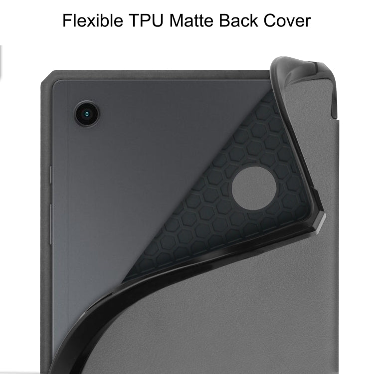 For Samsung Galaxy Tab A8 2021 SM-X205 3-Fold Holder Leather Tablet Case(Grey) - Samsung Accessories by buy2fix | Online Shopping UK | buy2fix