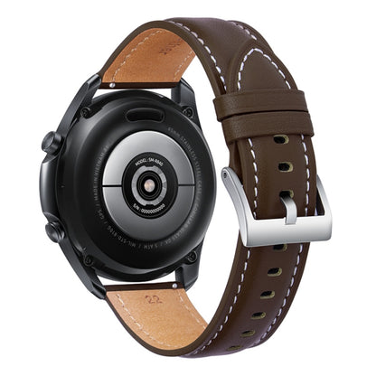 For Samsung Galaxy Watch4 40mm/44mm Leather Strap Watch Band(Dark Brown) - Watch Bands by buy2fix | Online Shopping UK | buy2fix