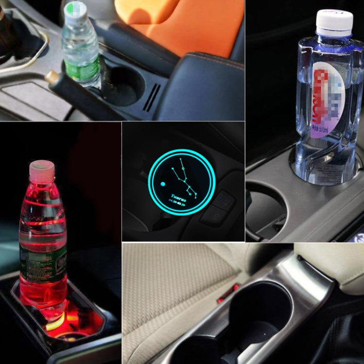 2 PCS Car Constellation Series AcrylicColorful USB Charger Water Cup Groove LED Atmosphere Light(Taurus) - In Car by buy2fix | Online Shopping UK | buy2fix