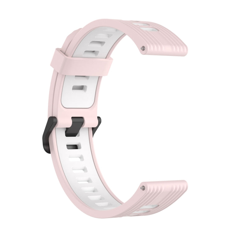 For Samsung Galaxy Watch4/Active2 20mm Two-color Stripe Silicone Watch Band(Sand Pink White) - Watch Bands by buy2fix | Online Shopping UK | buy2fix