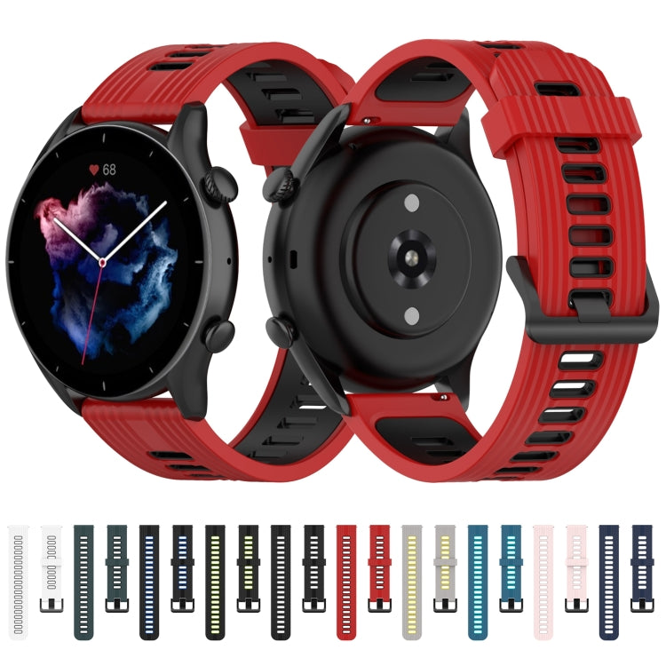 For Huawei Watch GT Runner 22mm Two-color Stripe Silicone Watch Band(Red Black) - Watch Bands by buy2fix | Online Shopping UK | buy2fix