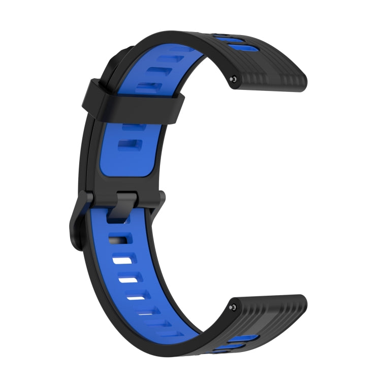 For Amazfit GTR 3/GTR 3 Pro/GTR 2 22mm Two-color Stripe Silicone Watch Band(Black Blue) - Watch Bands by buy2fix | Online Shopping UK | buy2fix