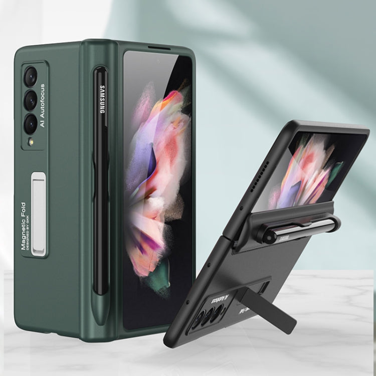 For Samsung Galaxy Z Fold3 5G GKK Magnetic Full Coverage Phone Flip Case with Pen Slot(Dark Green) - Samsung Accessories by GKK | Online Shopping UK | buy2fix