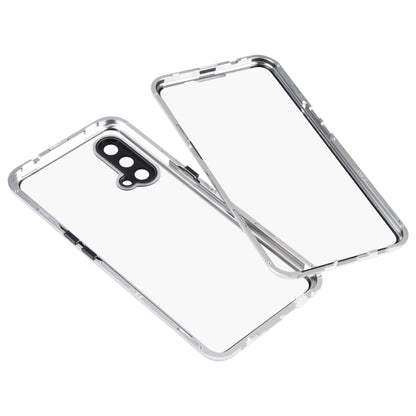 For OnePlus Nord CE 5G Full Cover Magnetic Metal Tempered Glass Phone Case(Silver) - Mobile Accessories by buy2fix | Online Shopping UK | buy2fix