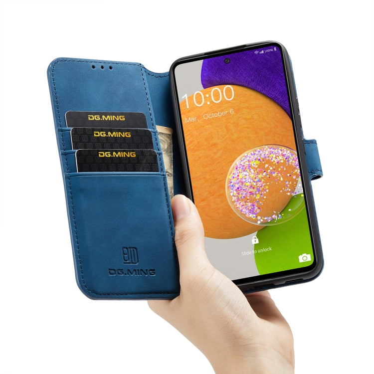 For Samsung Galaxy A53 5G DG.MING Retro Oil Side Horizontal Flip Leather Case with Holder & Card Slots & Wallet(Blue) - Samsung Accessories by DG.MING | Online Shopping UK | buy2fix