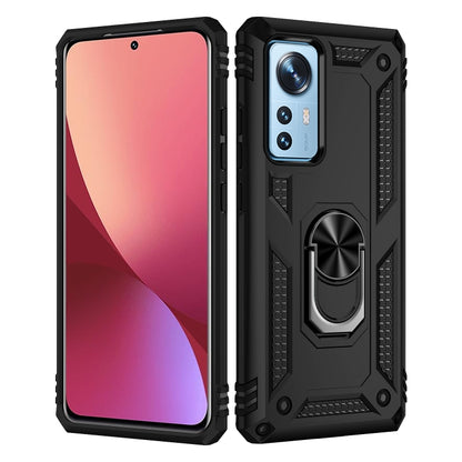 For Xiaomi 12 Shockproof TPU + PC Phone Case with Holder(Black) - Xiaomi Accessories by buy2fix | Online Shopping UK | buy2fix