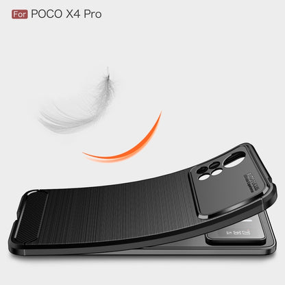 For Xiaomi Poco X4 Pro 5G Brushed Texture Carbon Fiber TPU Phone Case(Black) - Xiaomi Accessories by buy2fix | Online Shopping UK | buy2fix